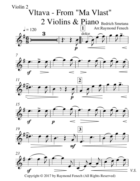 Vltava - From 'Ma Vlast' (For 2 Violins and Piano) image number null