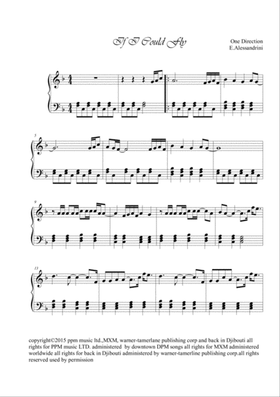 If I Could Fly Easy Piano scores gallery preview page 1