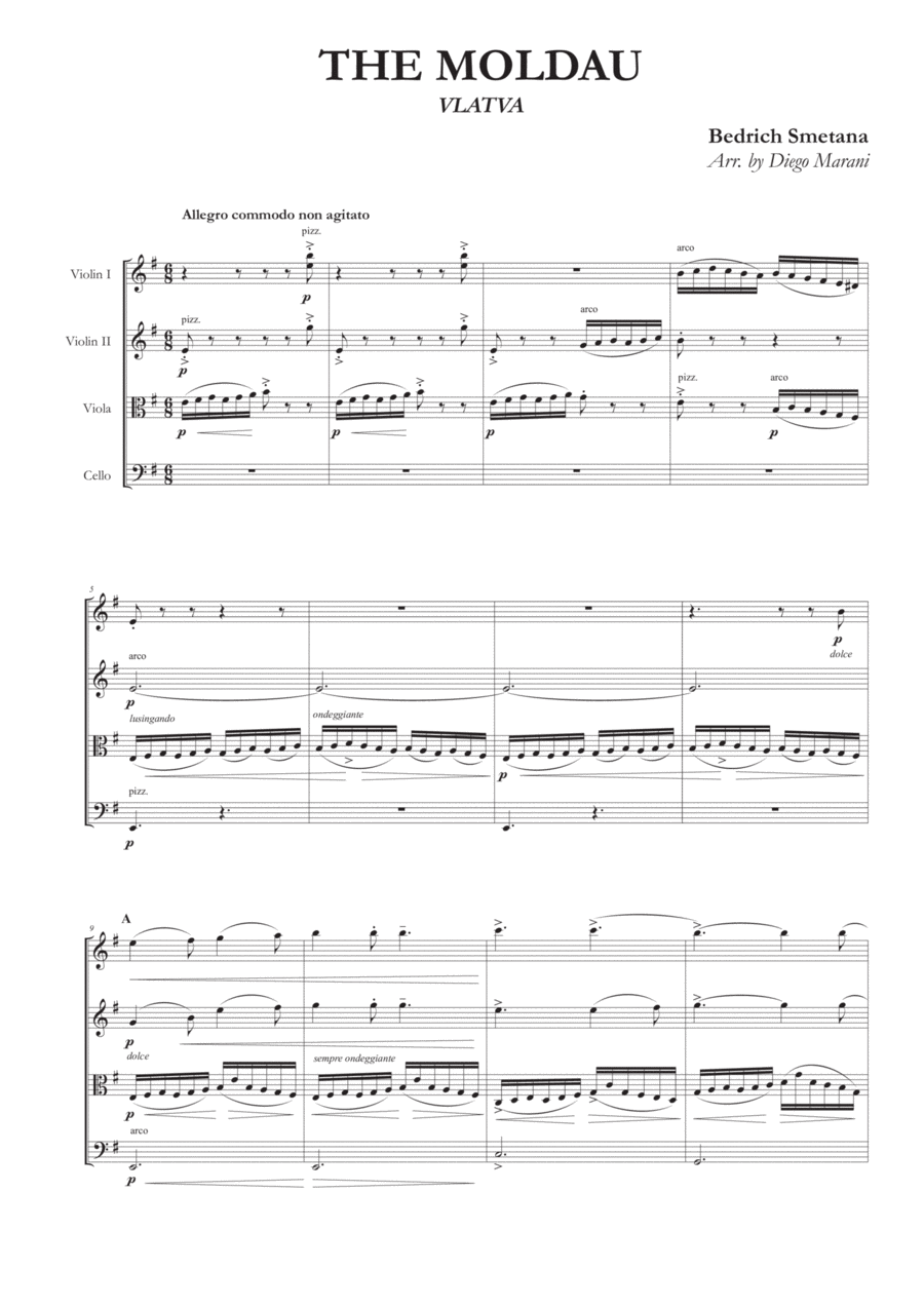 The Moldau for String Quartet The Moldau for String Quartet String Quartet scores gallery preview page 1