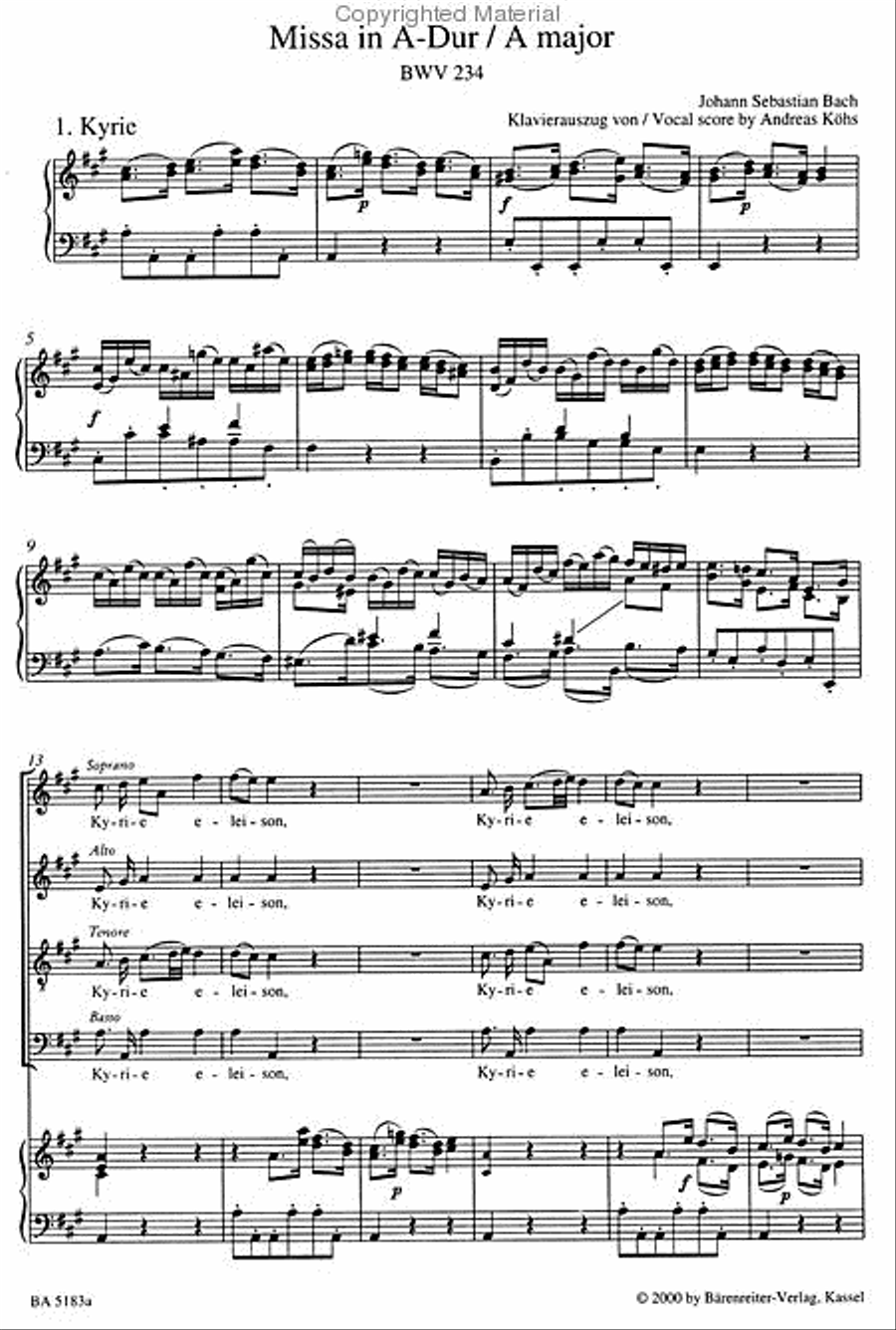 Missa In A Major, BWV 234 4-Part scores gallery preview page 3