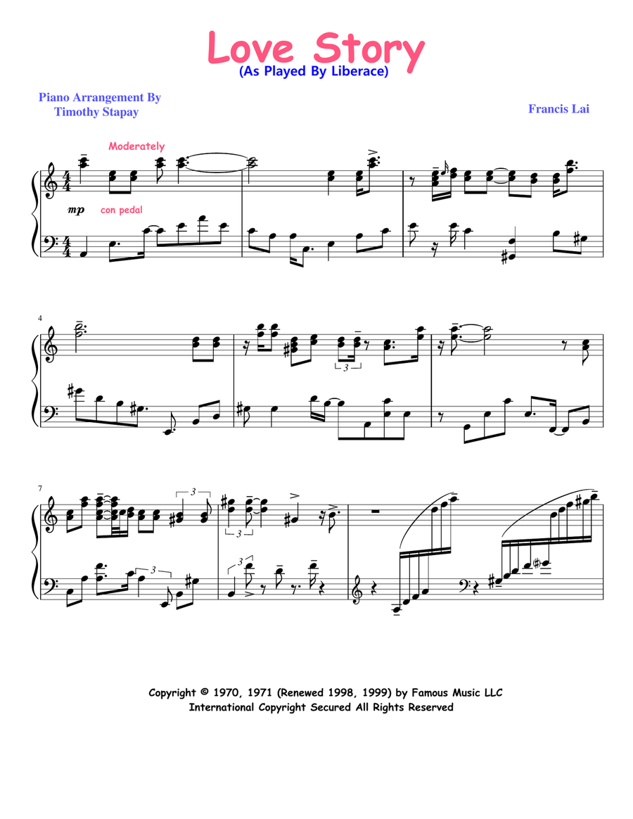 Love Story Piano Solo scores gallery preview page 1