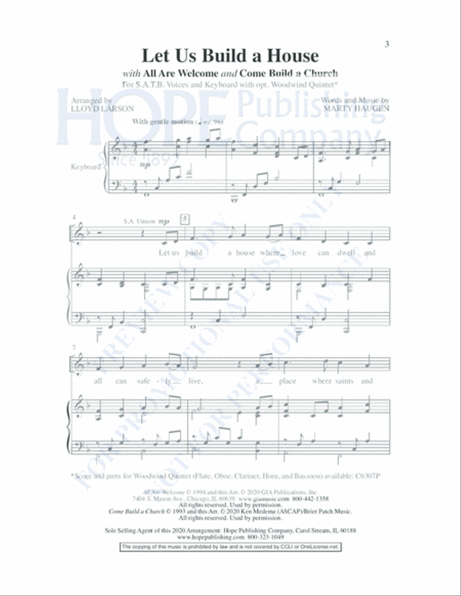 Let Us Build A House (All Are Welcome) 4-Part scores gallery preview page 4