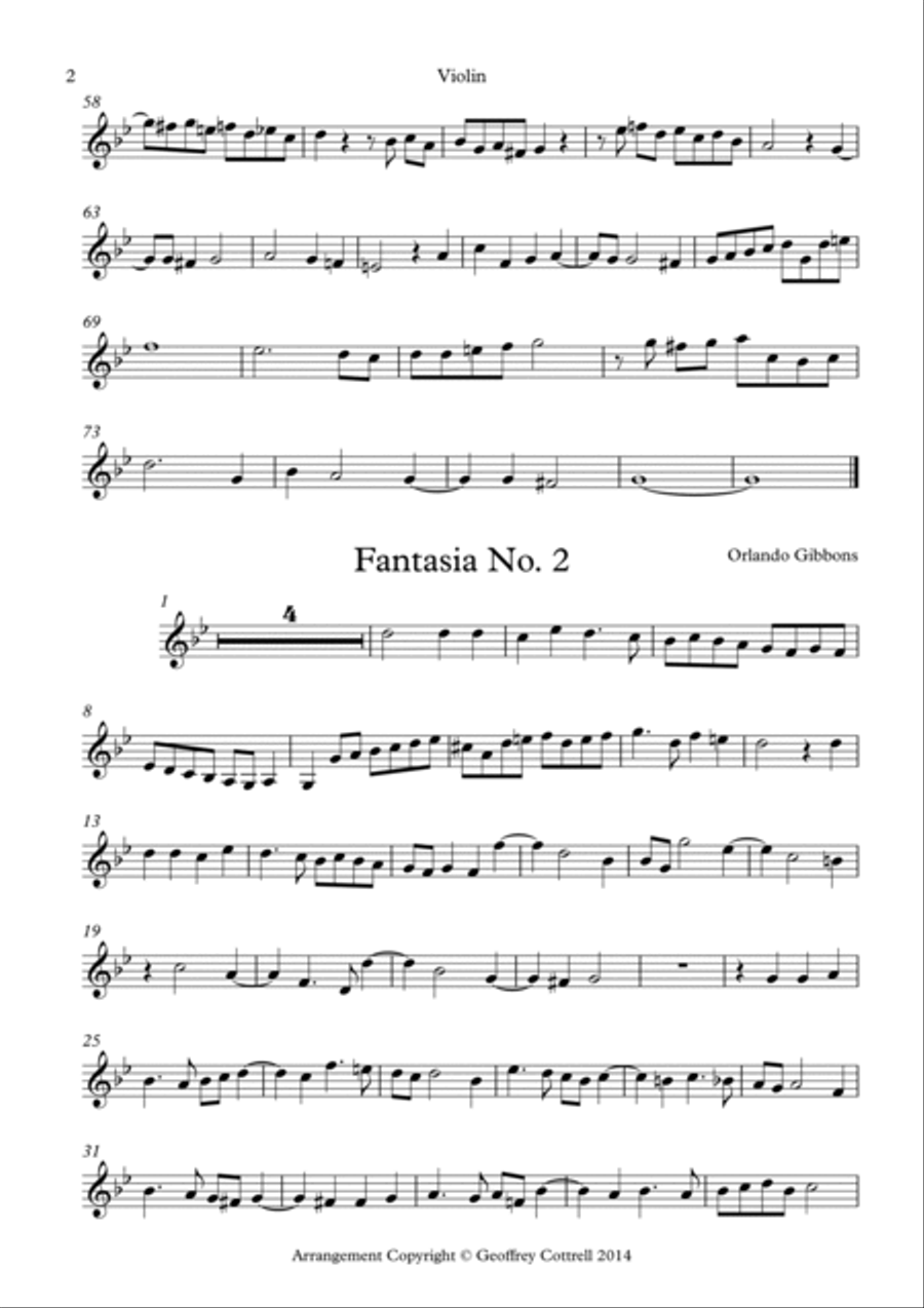 Fantasies 1-3 by Orlando Gibbons arranged for string trio Small Ensemble scores gallery preview page 3