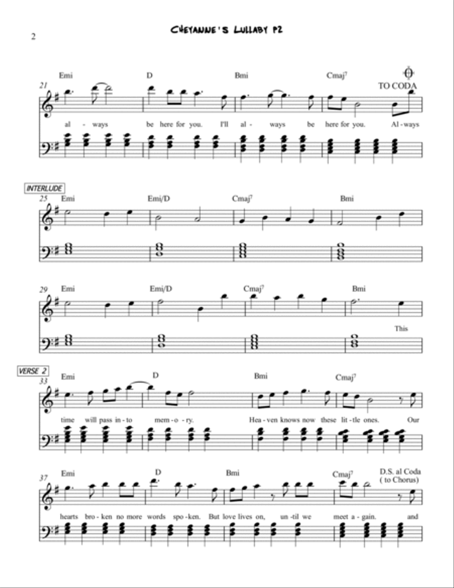 Cheyanne's Lullaby Easy Piano scores gallery preview page 2