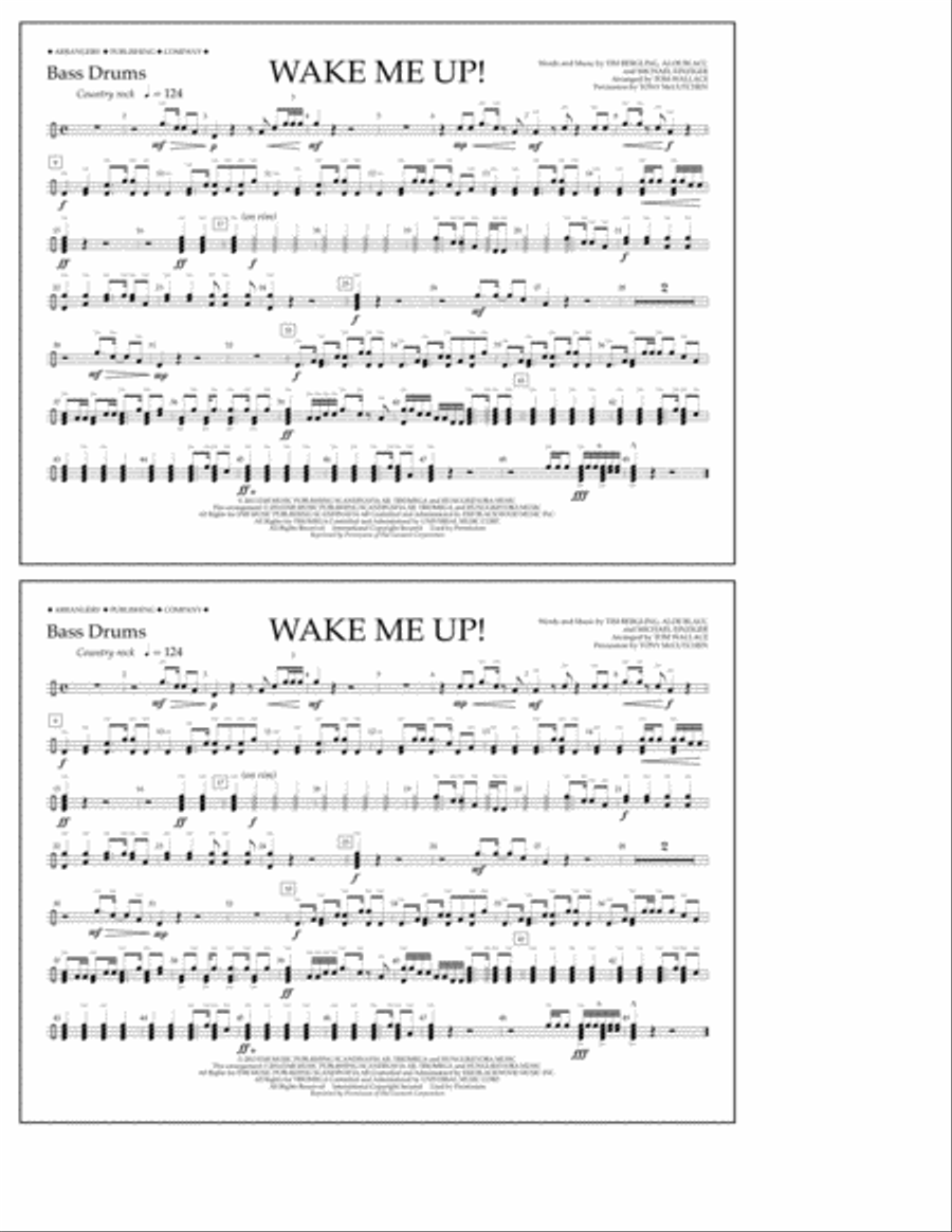 Wake Me Up! - Bass Drums Marching Band scores gallery preview page 1
