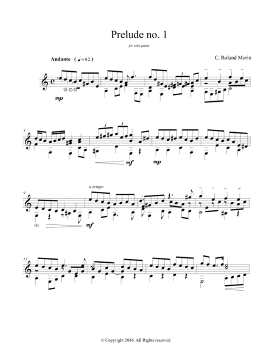 Prelude no. 1 Classical Guitar scores gallery preview page 1