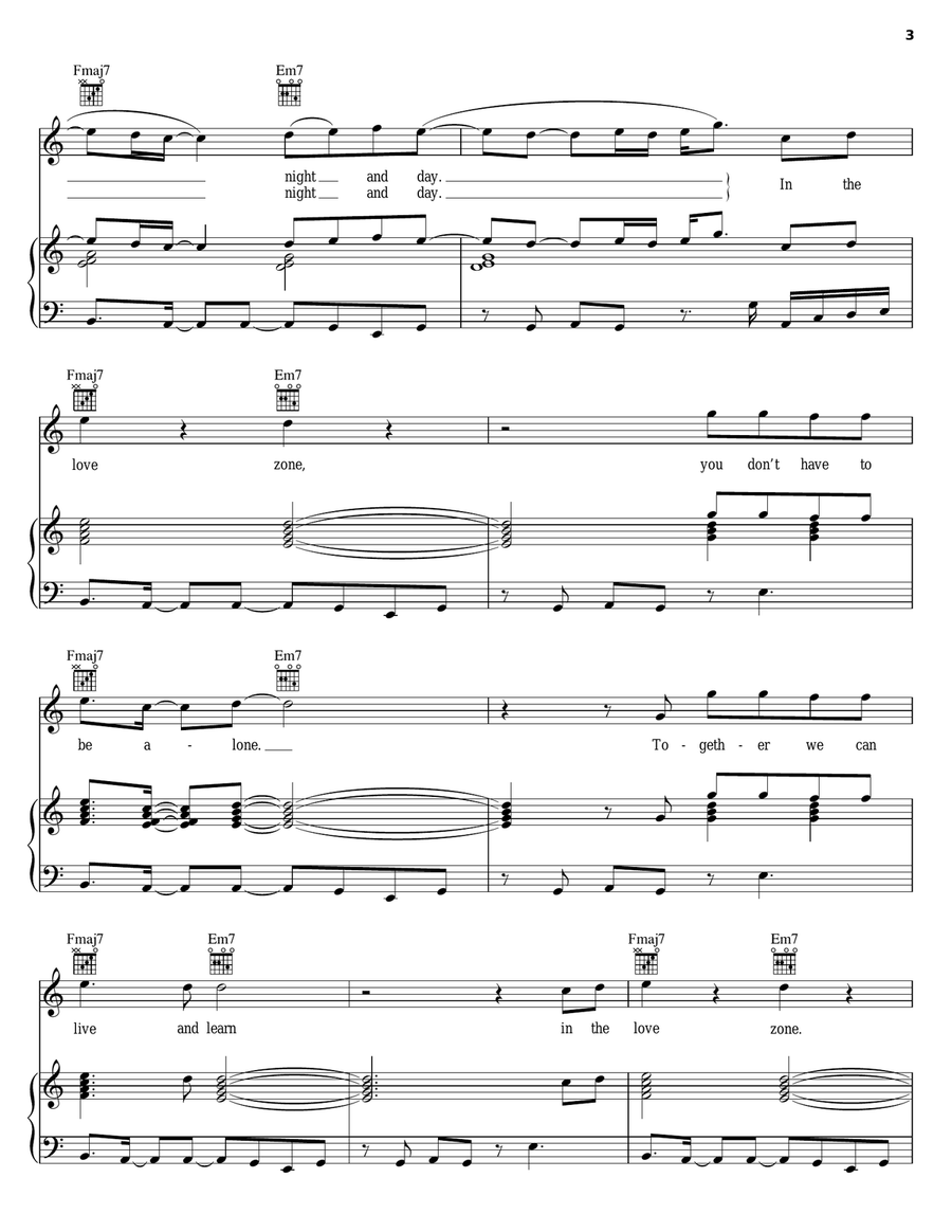 Love Zone Piano, Vocal, Guitar scores gallery preview page 3