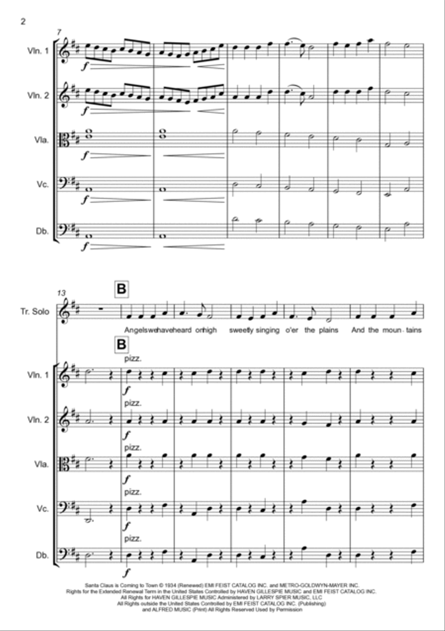 Santa Claus Is Comin' To Town Chamber Orchestra scores gallery preview page 2