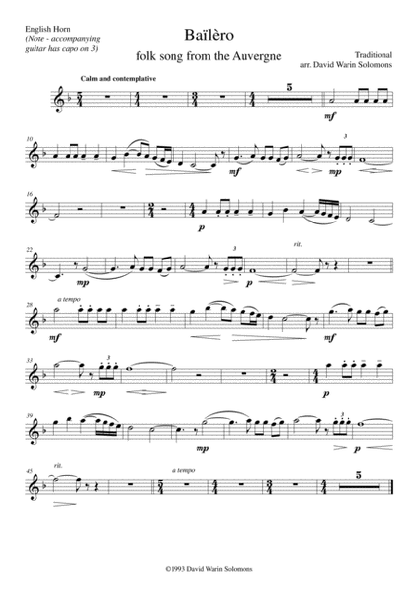 3 songs of the Auvergne for cor anglais & guitar image number null