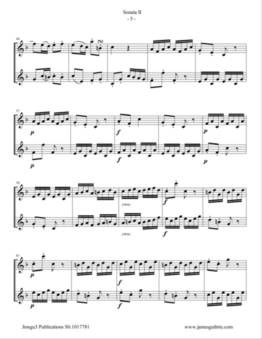 Handel: Sonata No. 2 for Alto Flute Duo Flute Duet scores gallery preview page 5