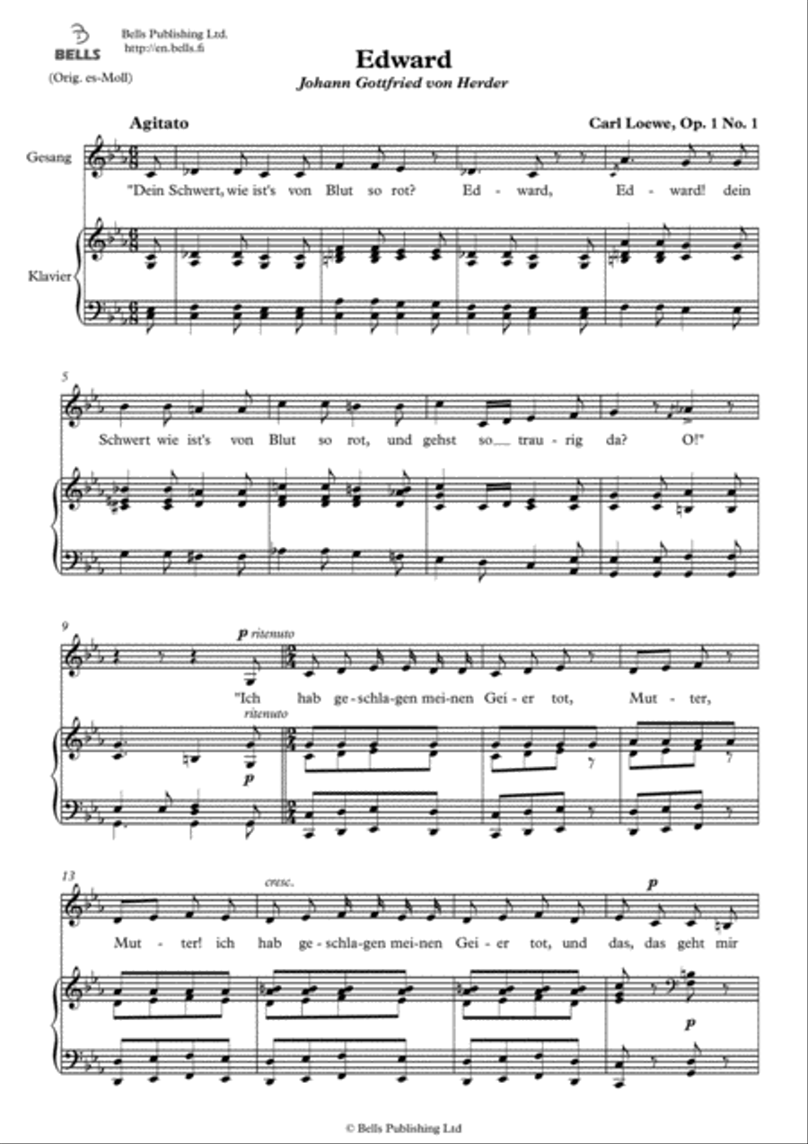 Edward, Op. 1 No. 1 (C minor) Voice Solo scores gallery preview page 1