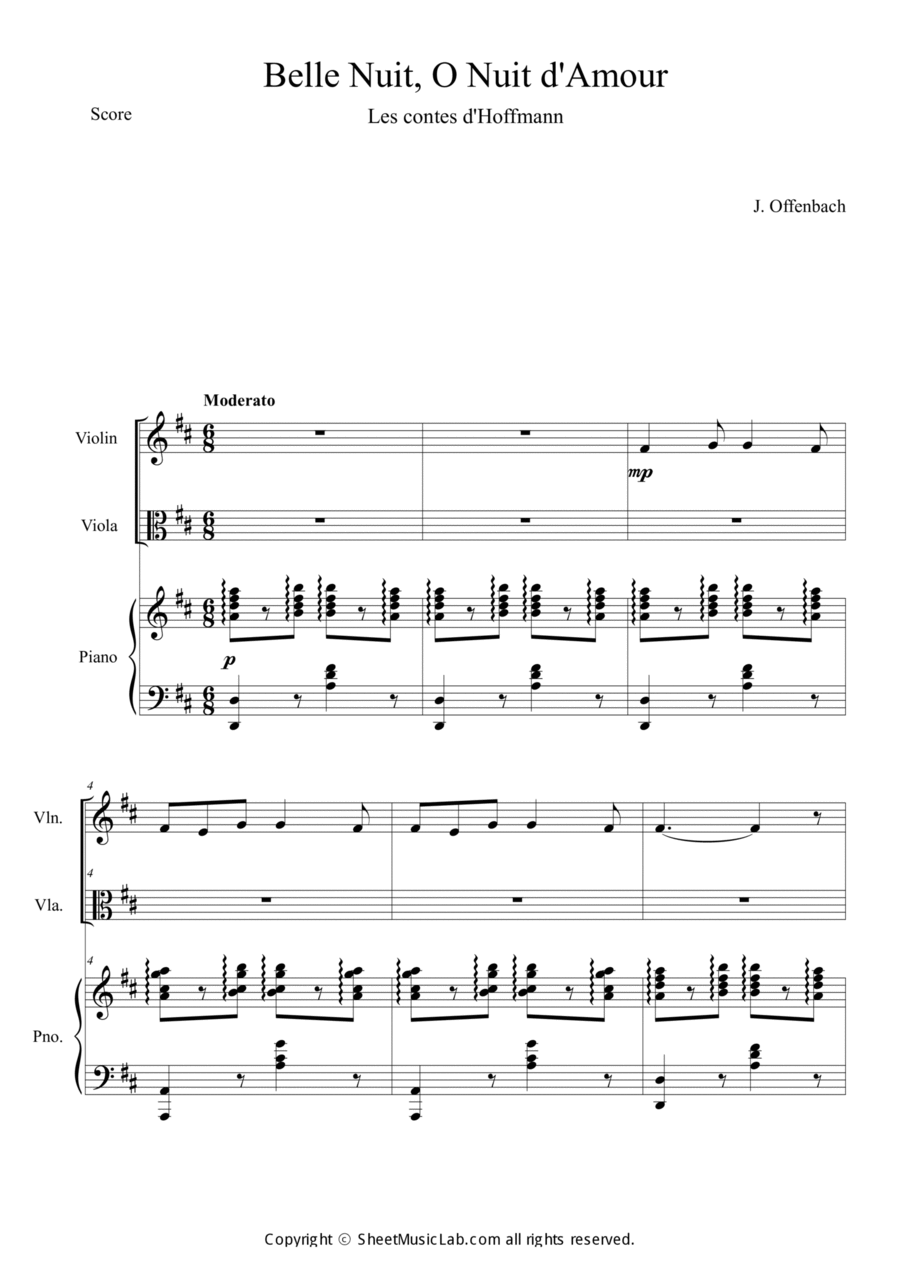 Belle Nuit o nuit d'amour Viola scores gallery preview page 1
