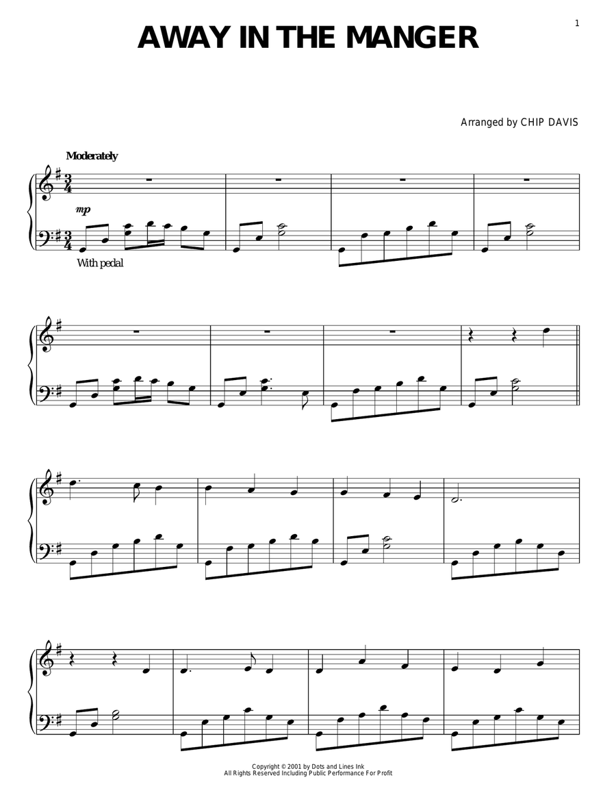 Away In A Manger Piano Solo scores gallery preview page 1