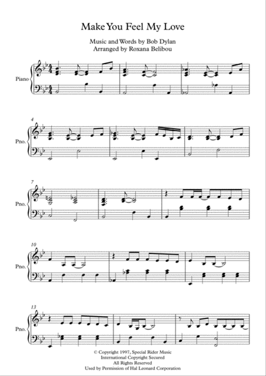 Make You Feel My Love Piano Solo scores gallery preview page 1