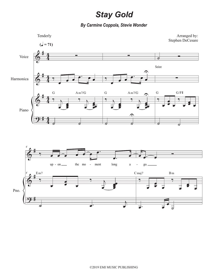 Stay Gold Piano, Vocal scores gallery preview page 1