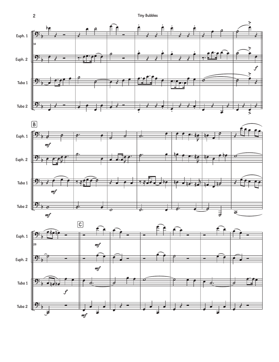 Tiny Bubbles Tiny Bubbles Brass Quartet scores gallery preview page 2