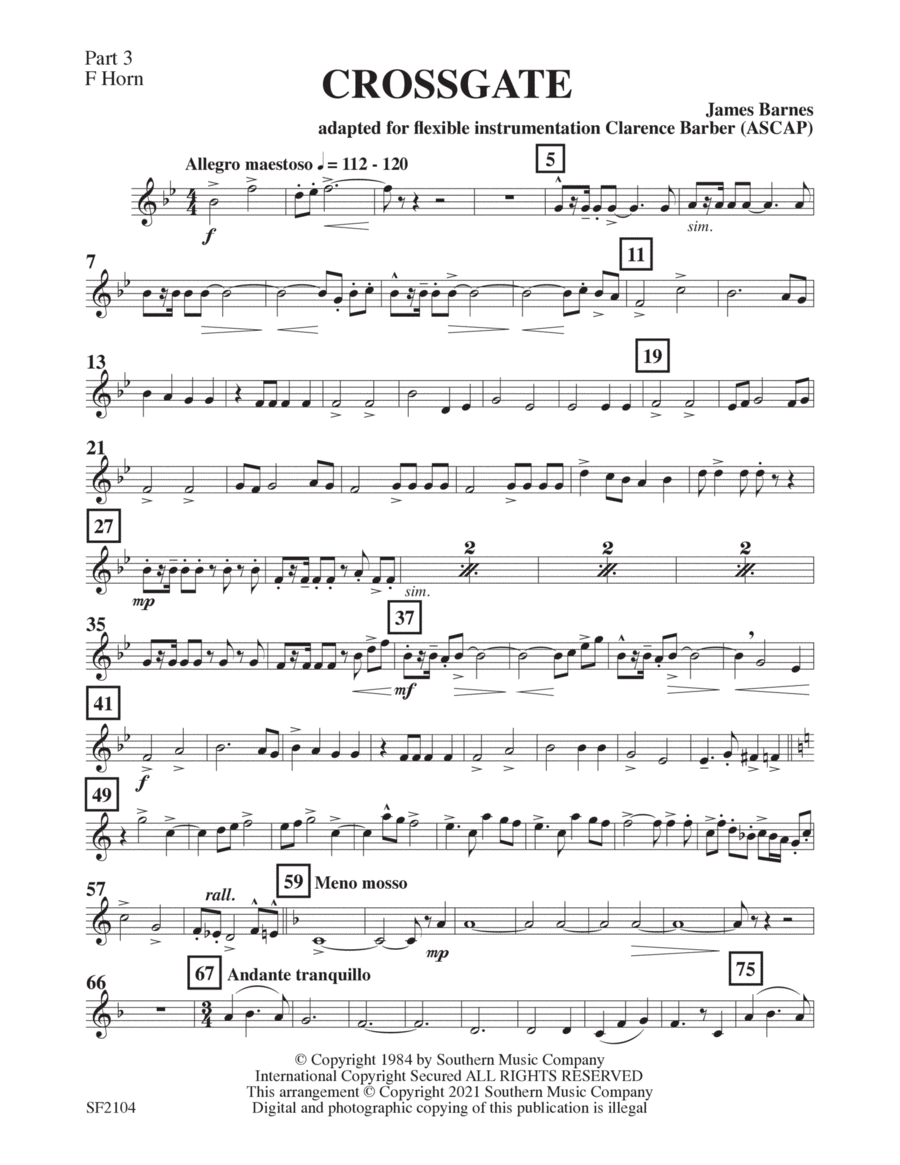 Crossgate Overture - Horn 3 in F