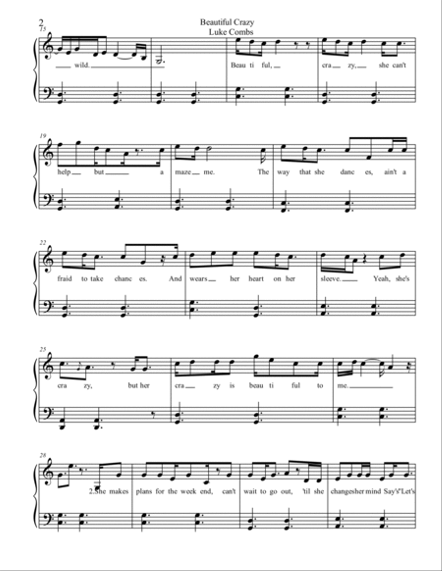 Beautiful Crazy Beautiful Crazy Piano, Vocal, Guitar scores gallery preview page 2