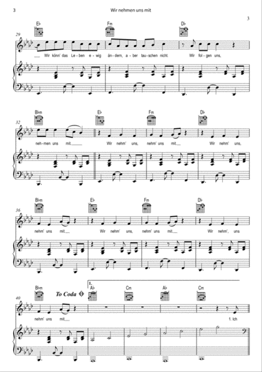 Wir nehmen uns mit Wir nehmen uns mit Piano, Vocal, Guitar scores gallery preview page 5