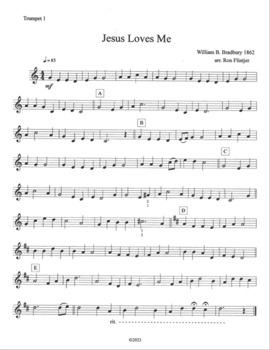 Jesus Loves Me Brass Quintet scores gallery preview page 3