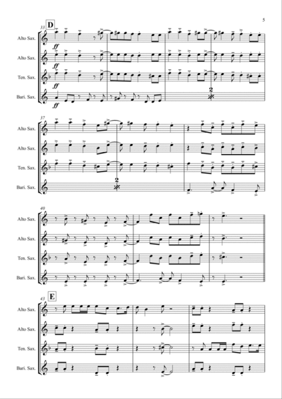 We Don't Talk About Bruno Saxophone Quartet scores gallery preview page 5