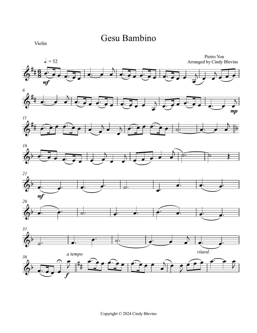 Gesu Bambino, for Violin, Viola and Cello String Trio scores gallery preview page 6