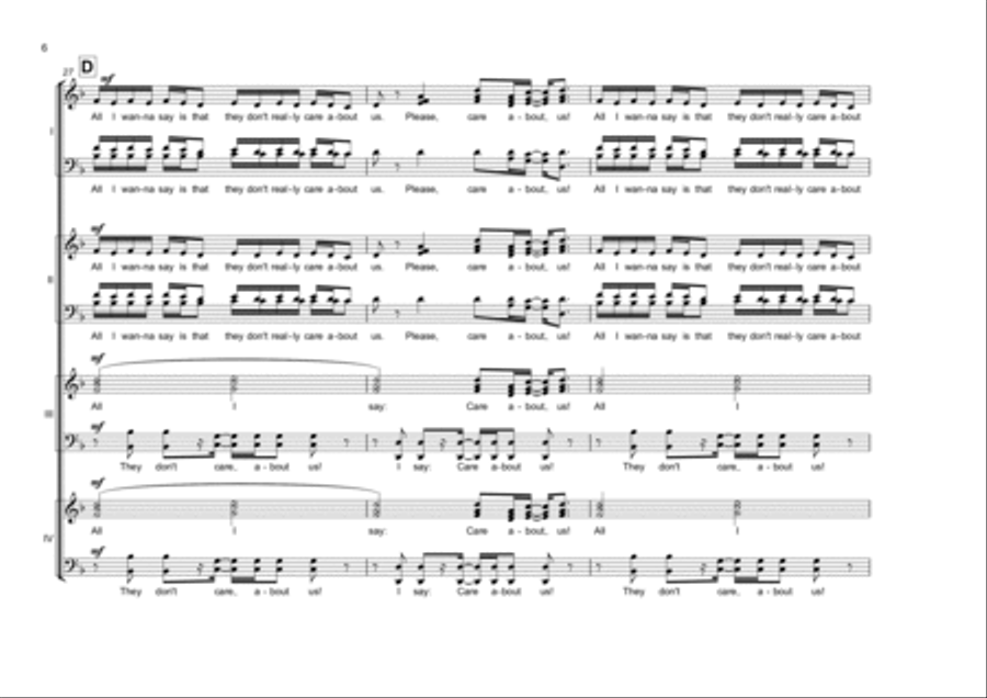 They Don't Care About Us They Don't Care About Us Choir scores gallery preview page 6