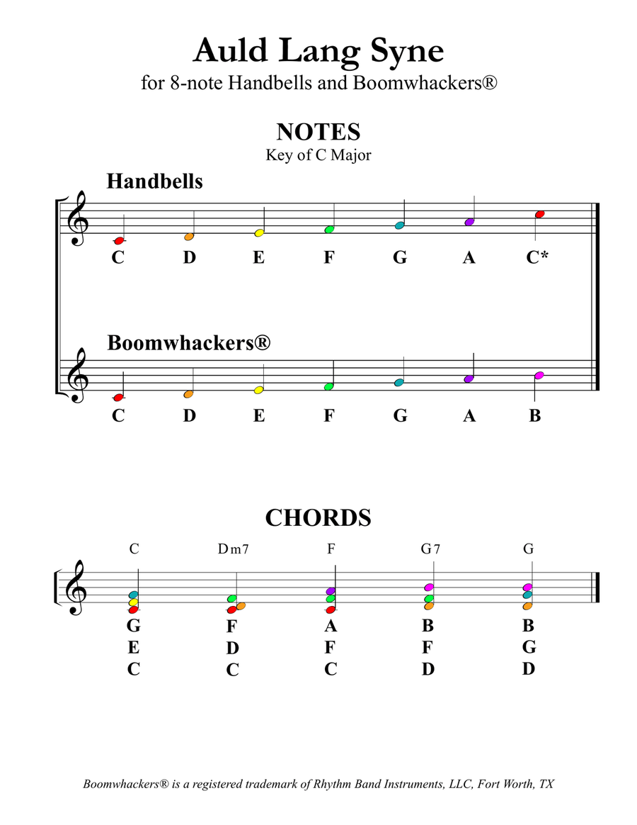 Five Holiday Classics (for 8-note Bells and Boomwhackers with Color Coded Notes) Handbell Choir scores gallery preview page 4