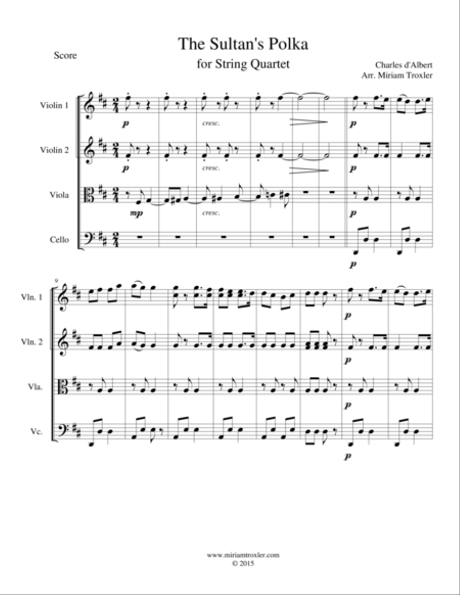 The Sultan's Polka for String Quartet String Quartet scores gallery preview page 1