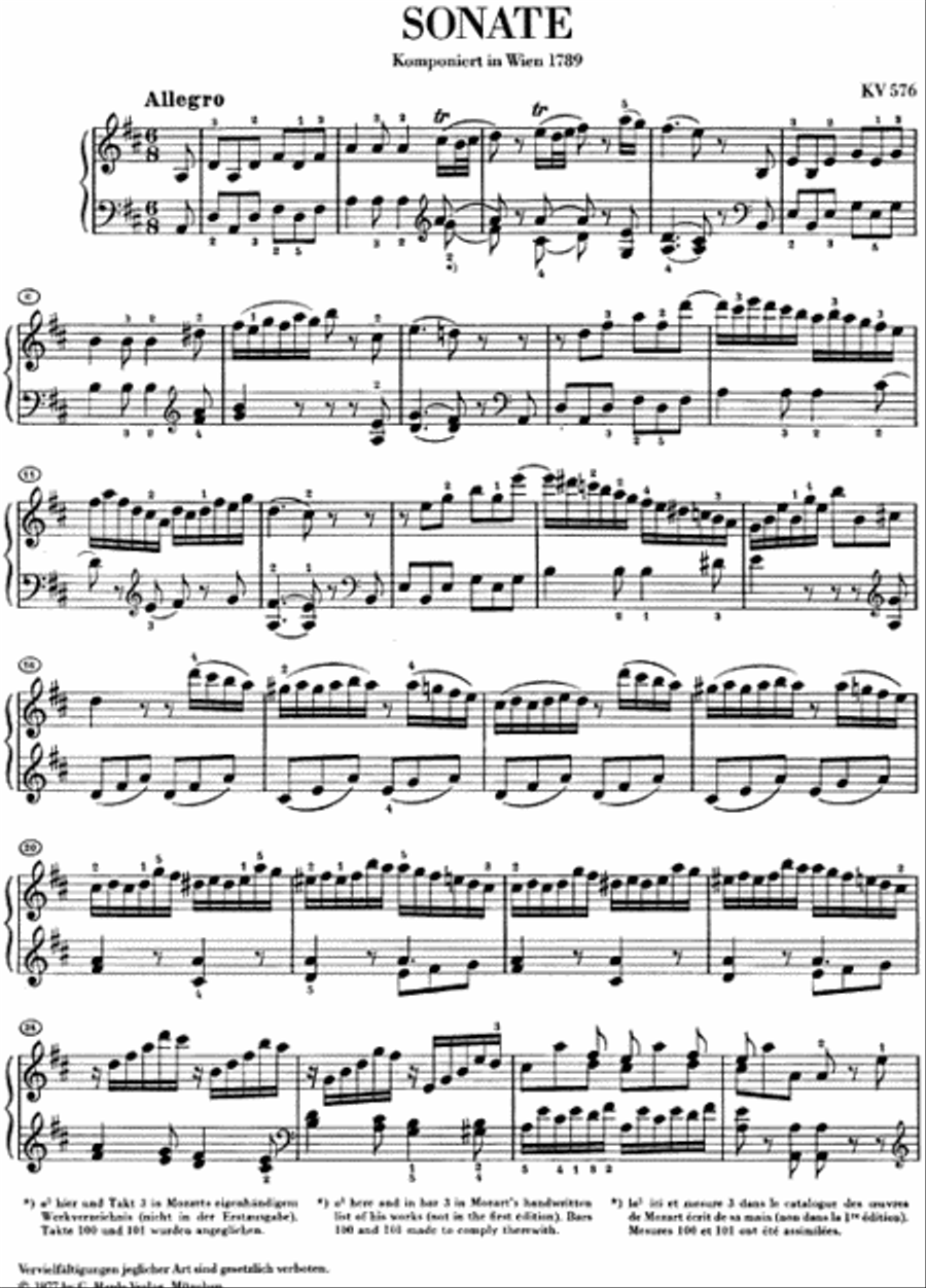 Piano Sonata in D Major K576 Piano Solo scores gallery preview page 2