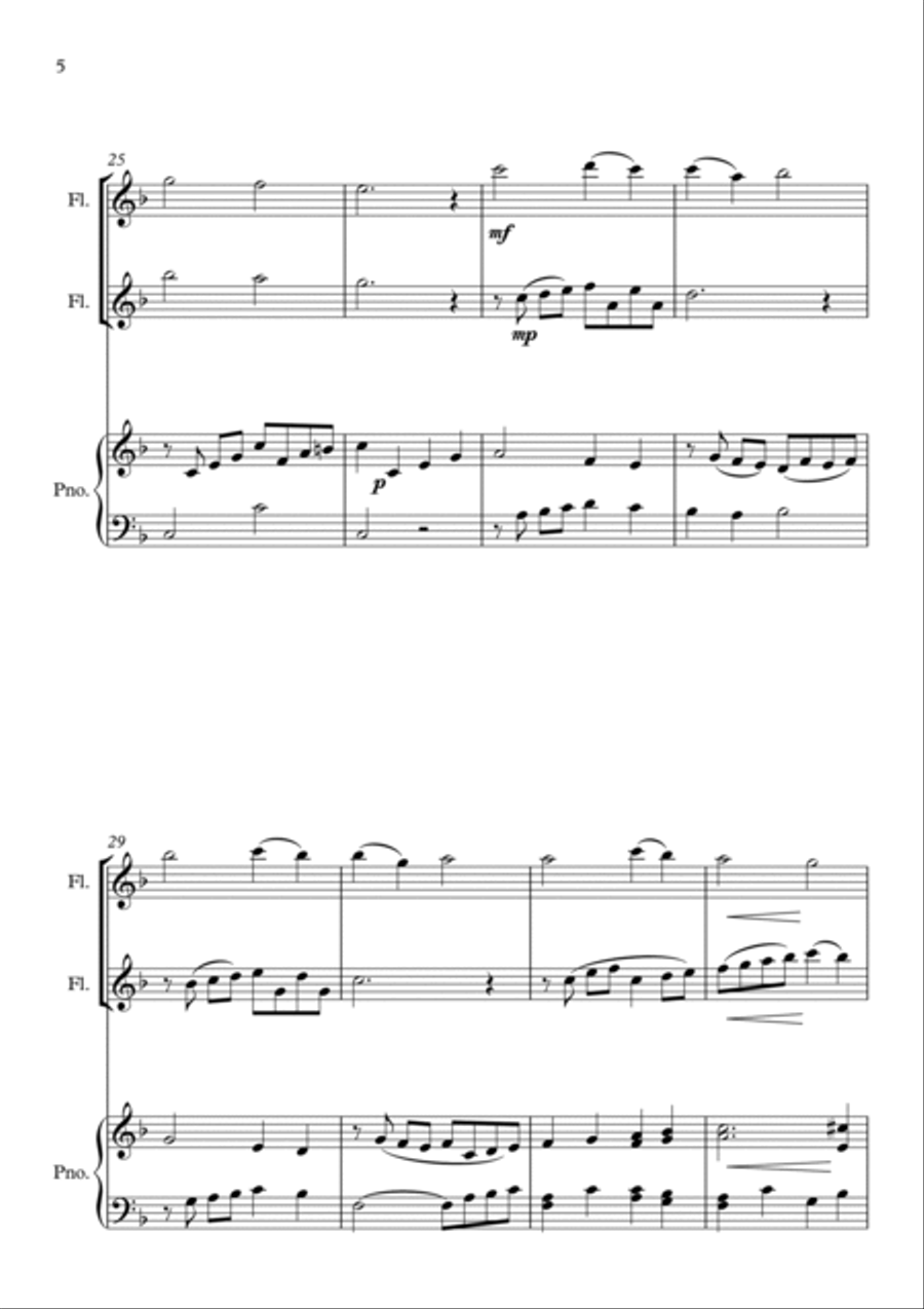 Fairest Lord Jesus (Beautiful Savior), for Flute Duet and Piano Flute Duet scores gallery preview page 6