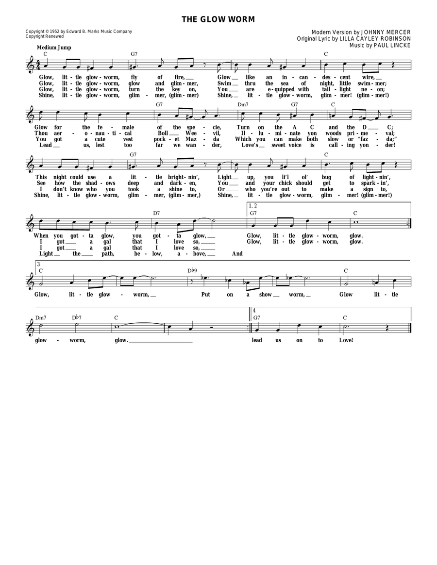 The Glow Worm Guitar scores gallery preview page 1