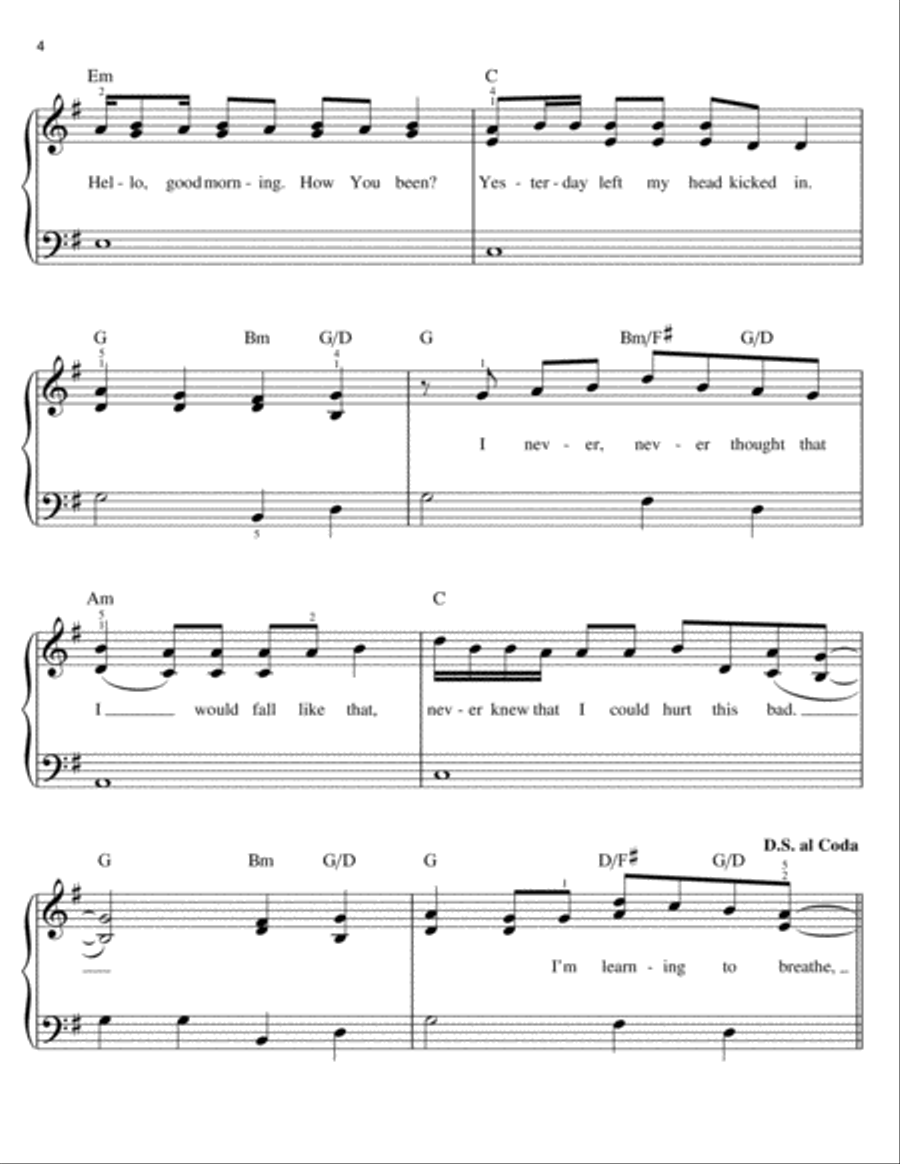Learning To Breathe Easy Piano scores gallery preview page 4