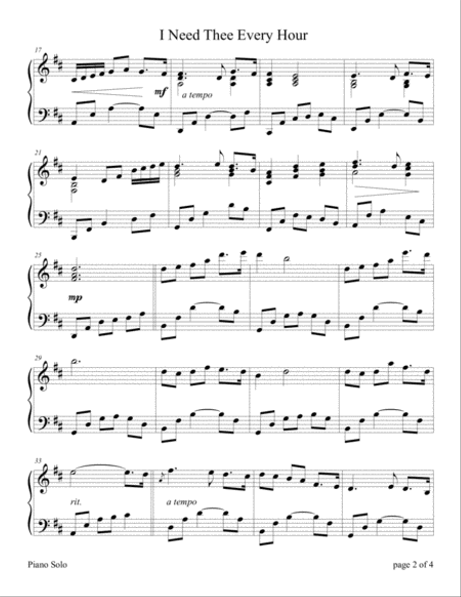 I Need Thee Every Hour Piano Solo scores gallery preview page 2