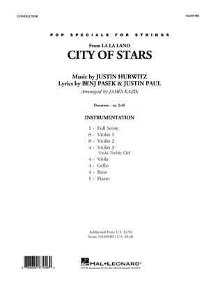 Book cover for City of Stars (from La La Land) - Conductor Score (Full Score)