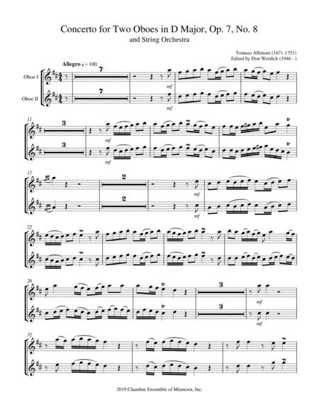 Concerto for Two Oboes in D Major, Op. 7 No. 8