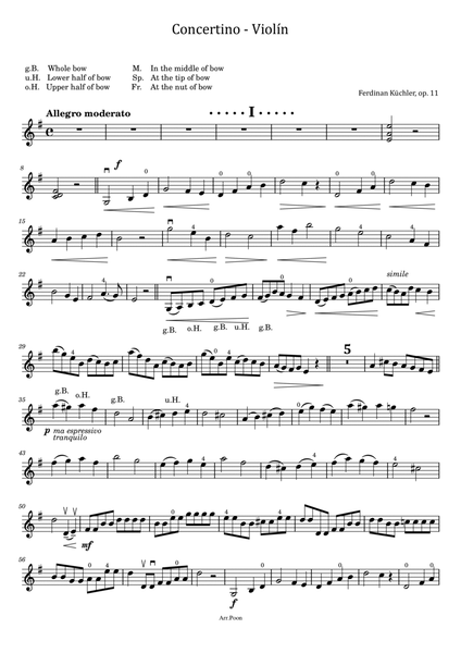 Ferdinand Küchler - Violin Concertino, Op.11 in G Major - For Violin Solo Original image number null