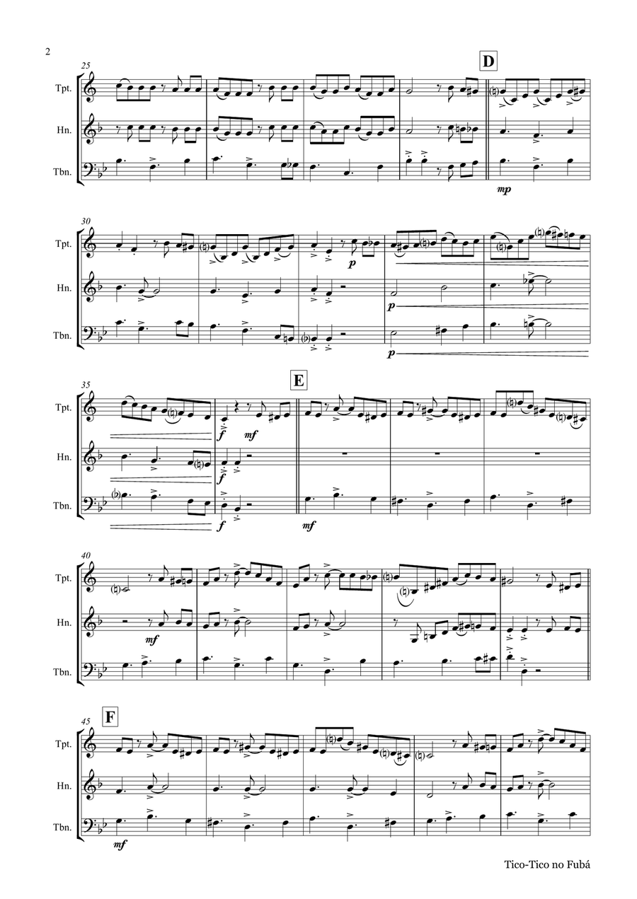 Tico-Tico no Fubá - Choro - Brass Trio Brass Trio scores gallery preview page 2
