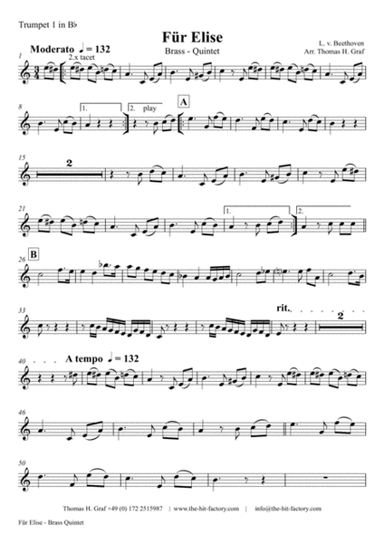 For Elise - Ludwig van Beethoven - Brass Quintet image number null