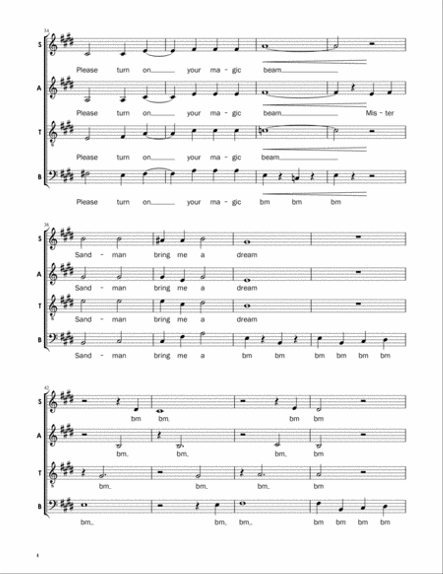 Mister Sandman 4-Part scores gallery preview page 4