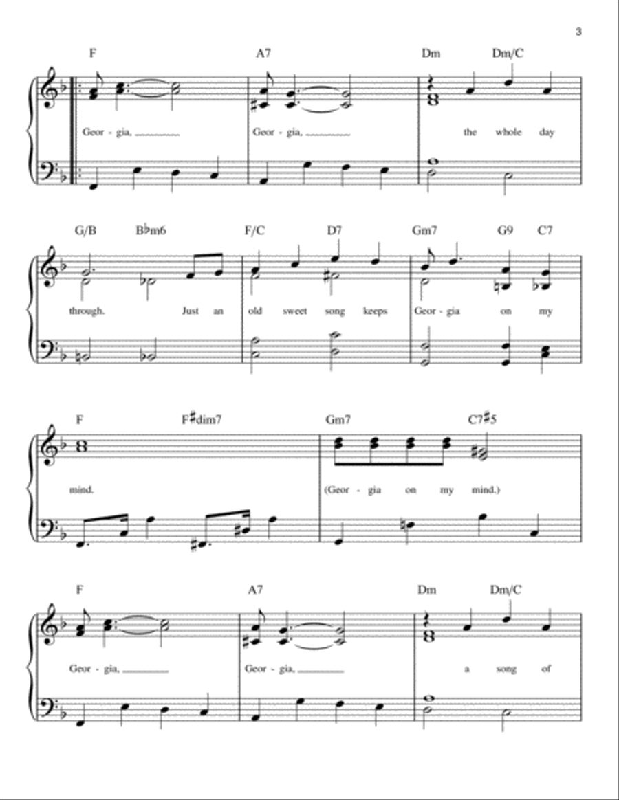 Georgia On My Mind Georgia On My Mind Easy Piano scores gallery preview page 3