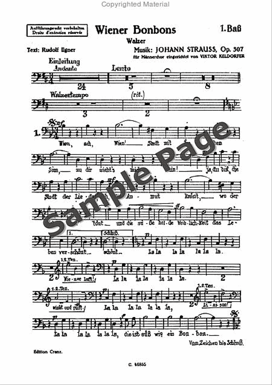 Strauss J Wiener Bonbons Op307 TTBB scores gallery preview page 2
