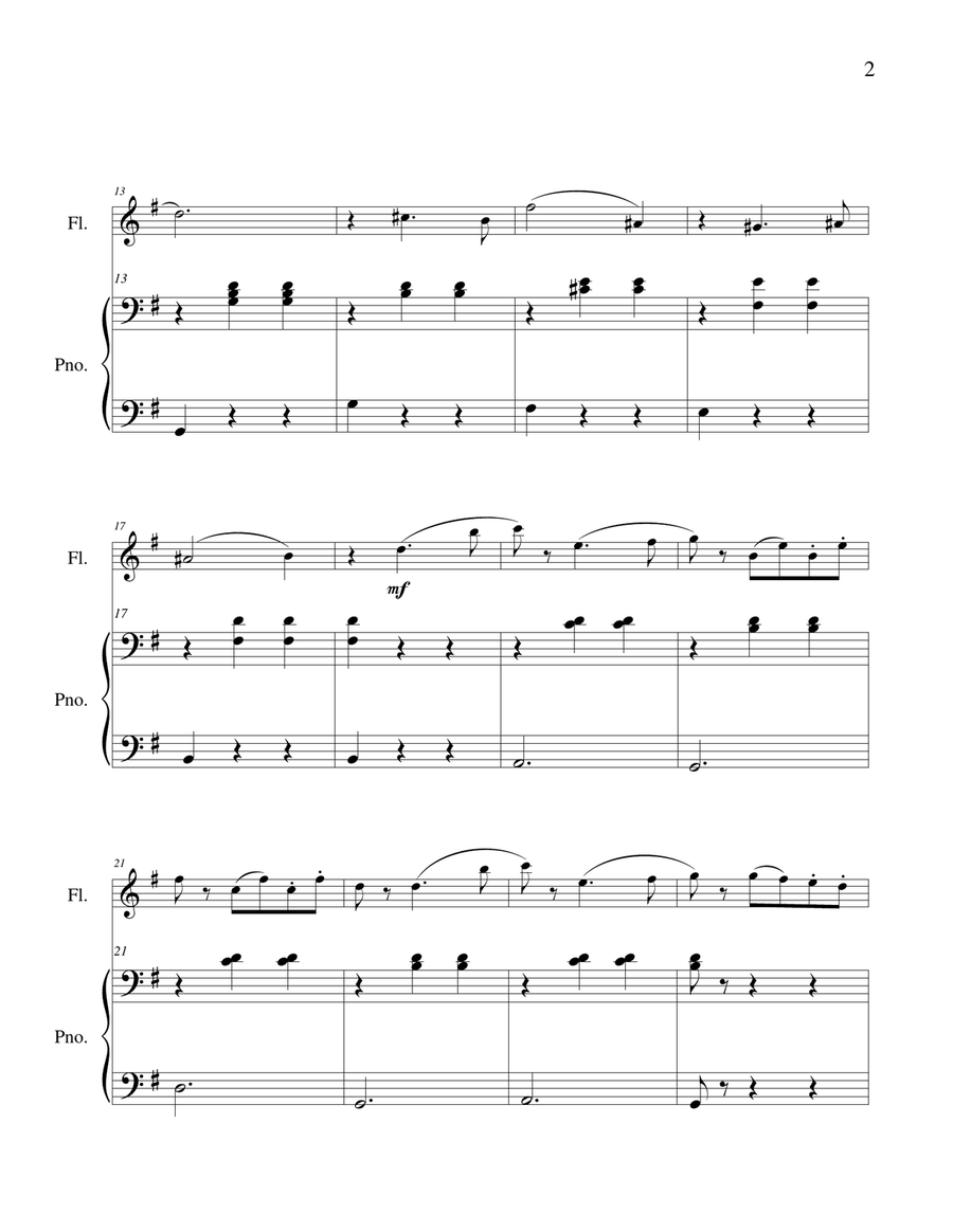 Waltz Theme, op. 39 no. 9 - Flute Solo Chamber Music scores gallery preview page 4
