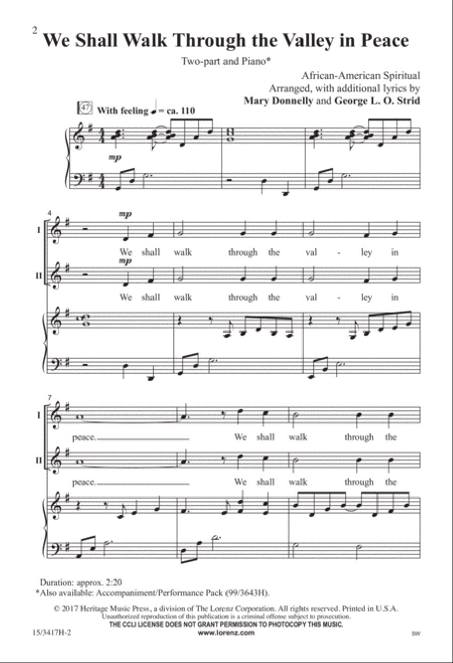 We Shall Walk Through the Valley in Peace 2-Part scores gallery preview page 2