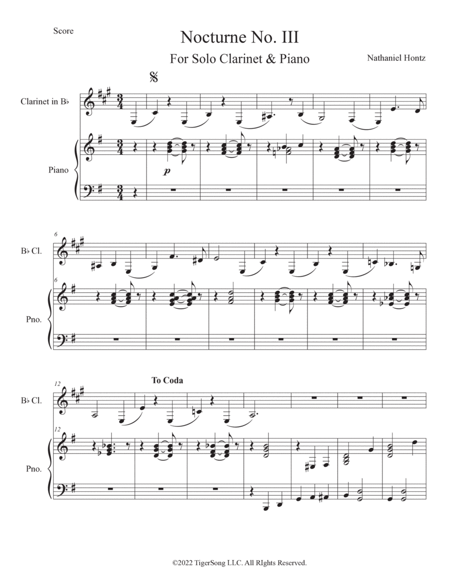 Nocturne No. 3 Chamber Music scores gallery preview page 1