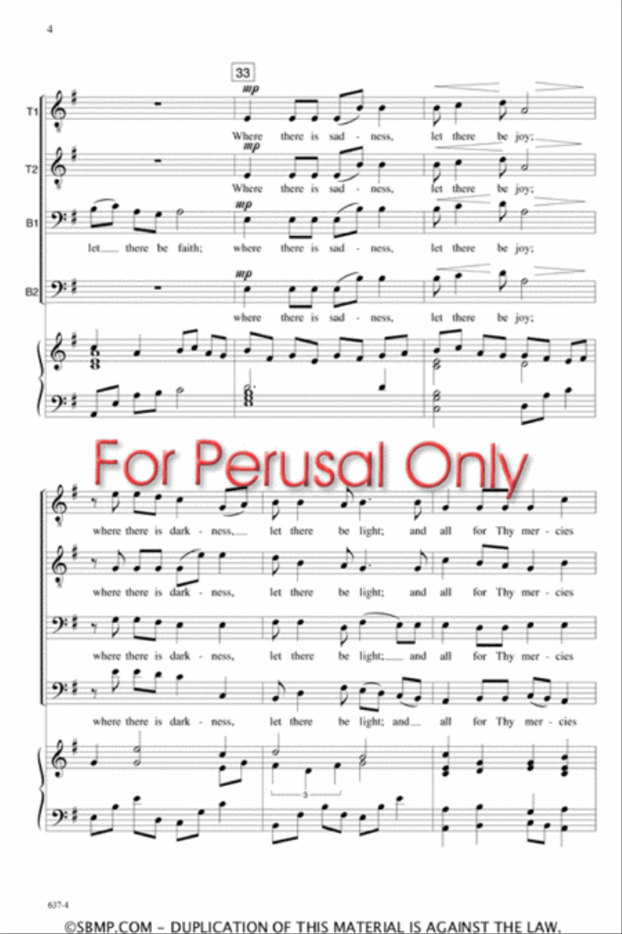 Prayer of St. Francis of Assisi - TTBB Octavo TTBB scores gallery preview page 4