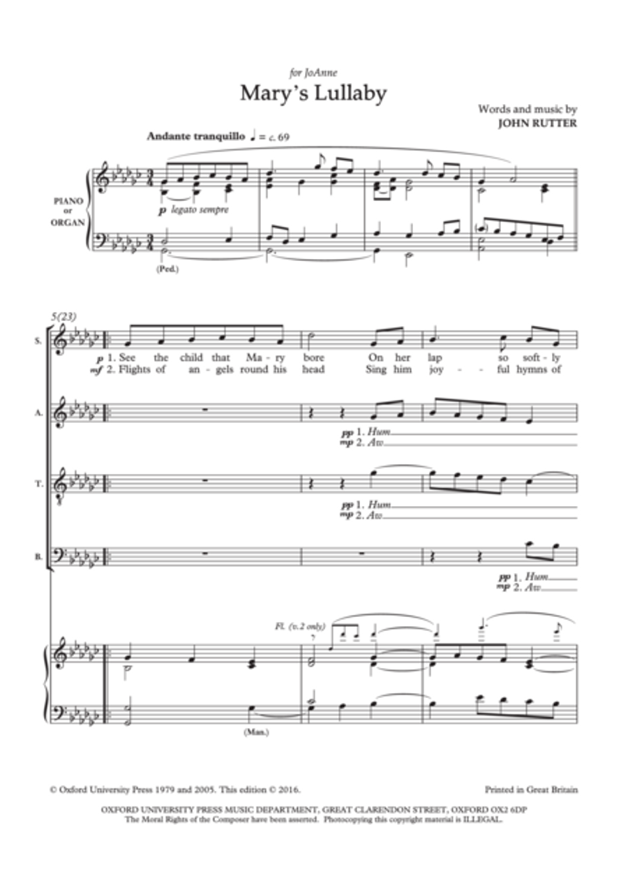 Mary's Lullaby Mary's Lullaby 4-Part scores gallery preview page 2