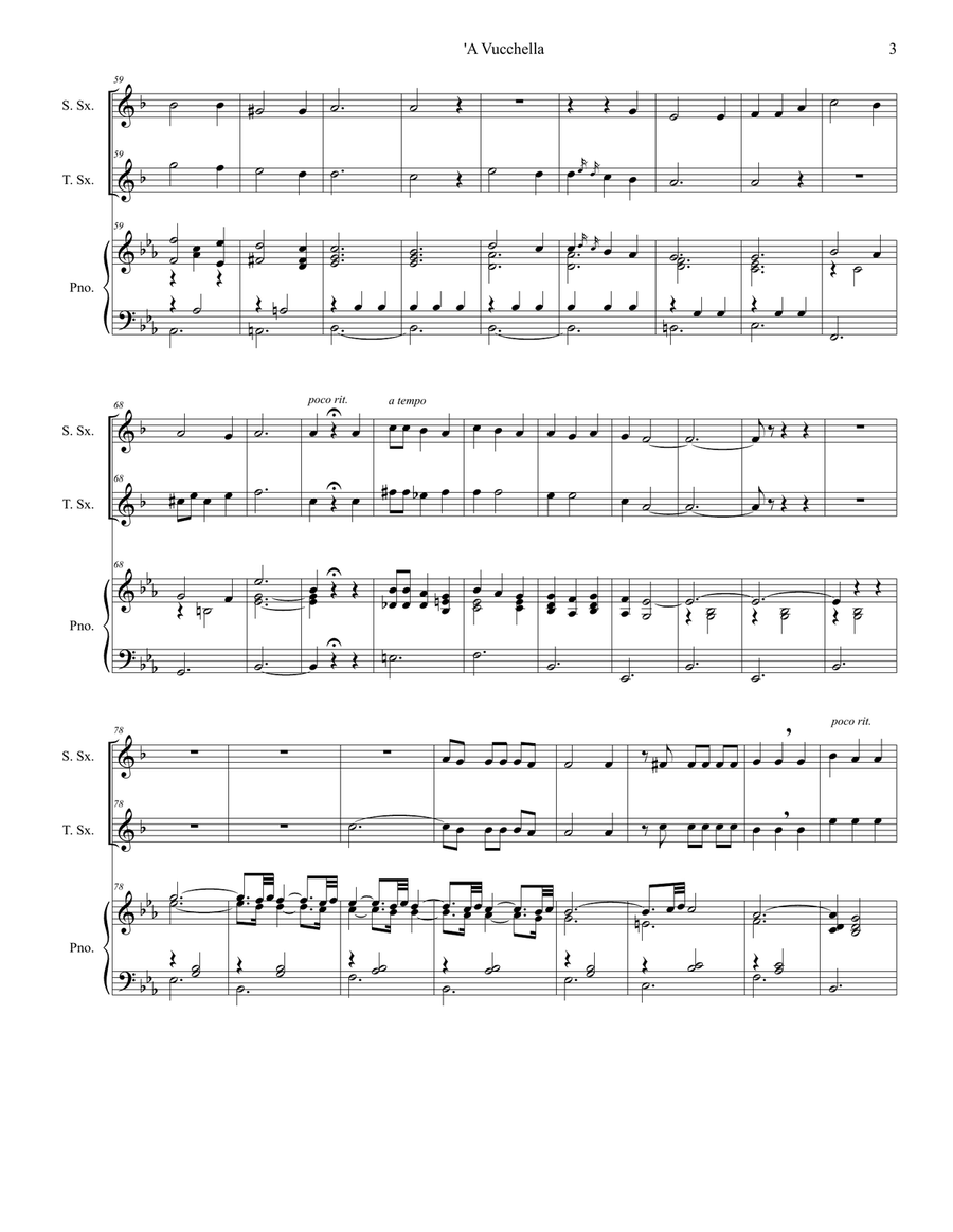 A Vucchella (Duet for Soprano and Tenor Saxophone) Woodwind Duet scores gallery preview page 4