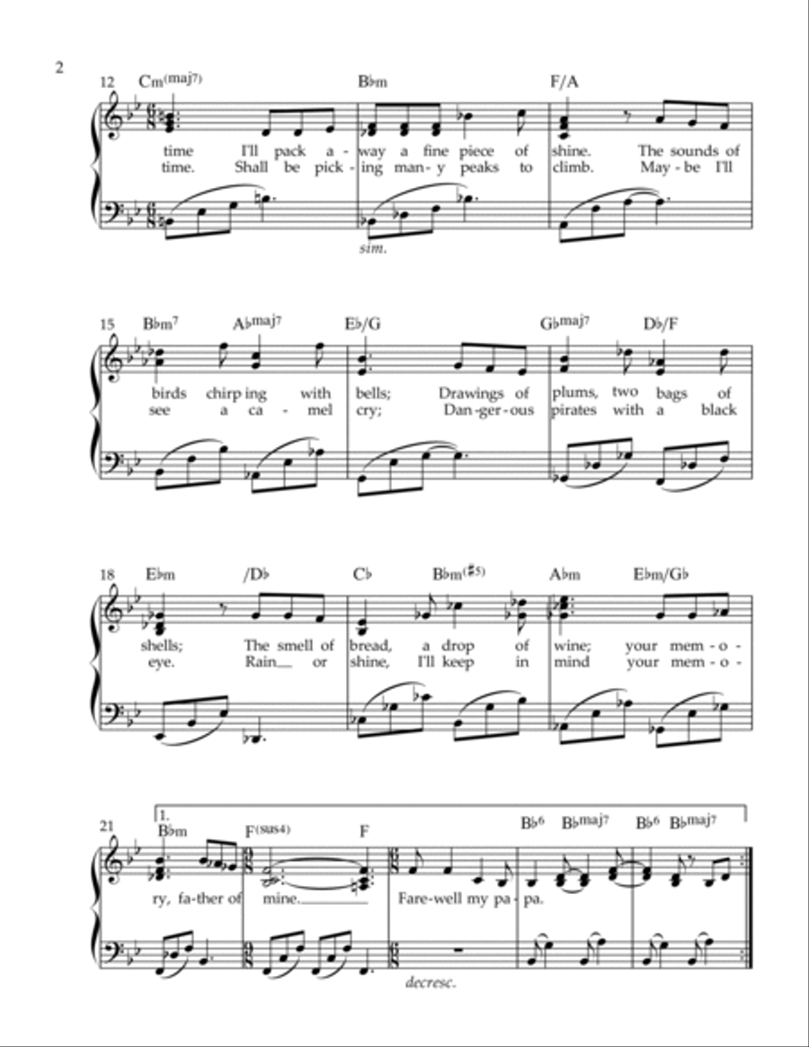 Ciao Papa Ciao Papa Piano, Vocal, Guitar scores gallery preview page 2