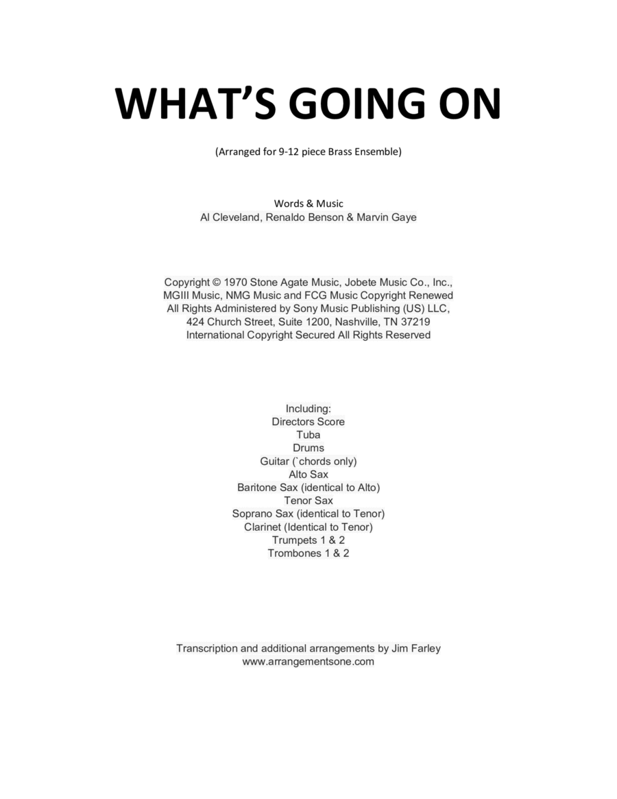 What's Going On Clarinet scores gallery preview page 1